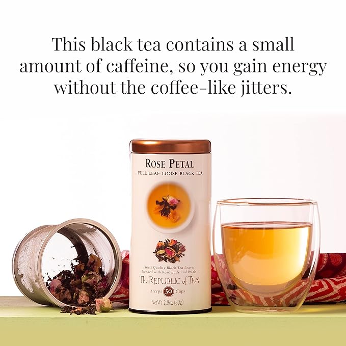 The Republic of Tea Rose Petal Full-Leaf Loose Black Tea, 1 lb Bag | Steeps 200 Cups | Caffeinated