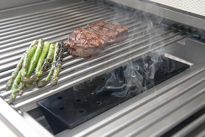 Charcoal Companion Large Nonstick V-Shaped Smoker Box - Intense Smoky Flavor for Gas Grills, Durable Metal - Hinged Lid for Easy Wood Chip Access - Convenient, Clean Grilling Experience (Black)