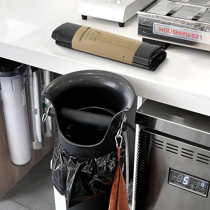 Garbage Bags for Standing Espresso Knock Box Commercial Large Trash Bag for Coffee Grounds Knock Box for Coffee Shop, Bar, Kitchen,Office, Black,4 Roll/100 pcs