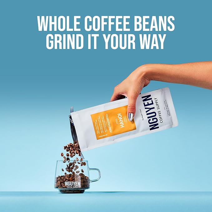 Nguyen Coffee Supply - Hanoi Robusta: Dark Roast Premium Whole Coffee Beans, Vietnamese Single Origin, Direct Trade, Low Acid with High Caffeine Content, Roasted in Brooklyn [12 oz Bag]
