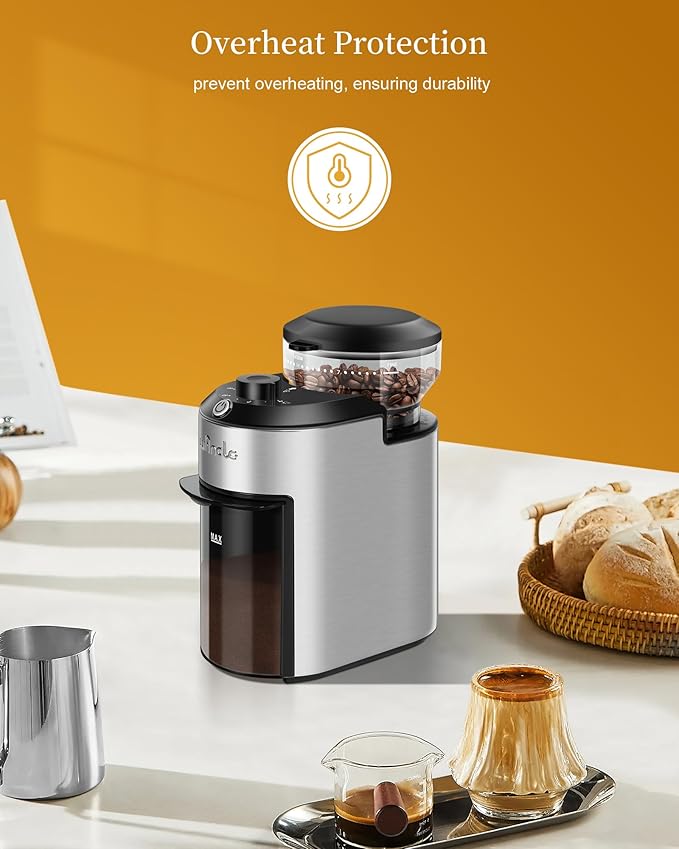Wancle Burr Coffee Grinder Electric with 28 Grind Settings, 2-12 Cup Capacity Coffee Bean Grinder for Espresso, Drip & French Press, Stainless Steel Coffee Grinders with Chamber Cleaning Brush