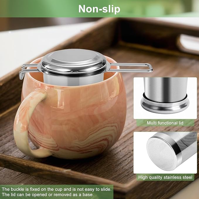 Numola Large Tea Infuser - Stainless Steel Loose Leaf Tea Steeper with Heat Resistant Double Handles, Tea Strainer & Tea Ball for Mugs, Cups & Teapots - Perfect for Home, Office, Coffee