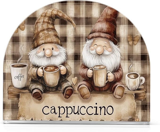 Gnomes Coffee Napkin Holder for Tables, Kitchen Acrylic Paper Napkin Holders Freestanding Tissue Dispenser Paper for Indoor Outdoor Decor