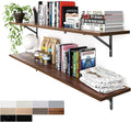 Kaboon 55 inch Long 10 inch Deep Floating Shelves for Wall Set of 2, Large Open Shelves Wall Mounted, Space Saving Home and Commercial Use, Dark Walnut