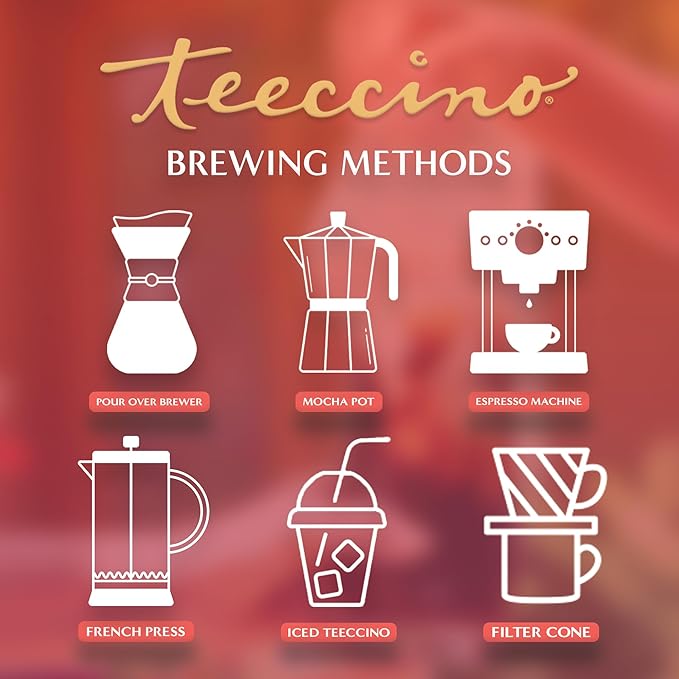 Teeccino Vanilla Nut Chicory Coffee Alternative - Ground Herbal Coffee That’s Prebiotic, Caffeine Free & Acid Free, Medium Roast, 11 Ounce (Pack of 6)