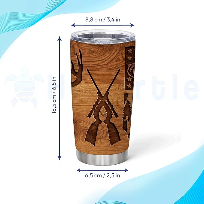Hyturtle Personalized Hunting Gifts For Men - Deer Hunting Tumbler 20Oz Travel Coffee Mug Stainless Steel- Fathers Day Gift For Dad Him Boy Husband From Son Wife- Birthday Christmas Gifts For Hunters