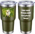 MEWAY Personalized Custom 30oz Stainless Steel Tumbler with Lid, Insulated Double Wall Vacuum Travel Coffee Tumbler Gifts with Text Photo Logo (Army green, 1pack)