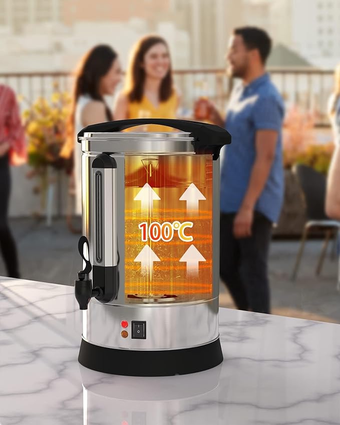 100 Cups Coffee Urn - 14L Commercial Coffee Maker with Hot Beverage Dispenser and Keep-Warm Function,Coffee Pot for Events,Offices,Parties and Catering,Sliver