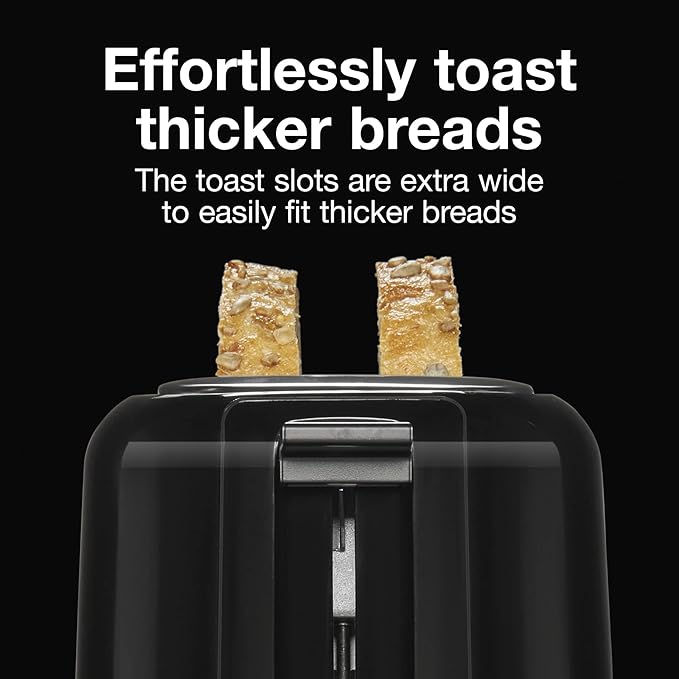 Proctor Silex 2-Slice Toaster with Extra Wide Slots for Bagels, Cool-Touch Walls, Shade Selector, Toast Boost, Auto Shut-off and Cancel Button, Black (22305)