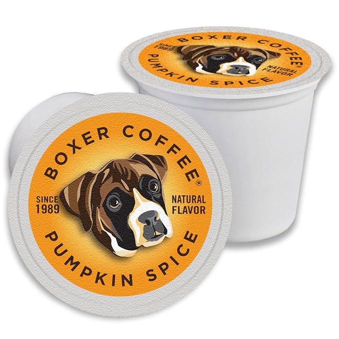 Boxer Coffee Pumpkin Spice Naturally Flavored Pods compatible with Keurig K-Cup, 48 count