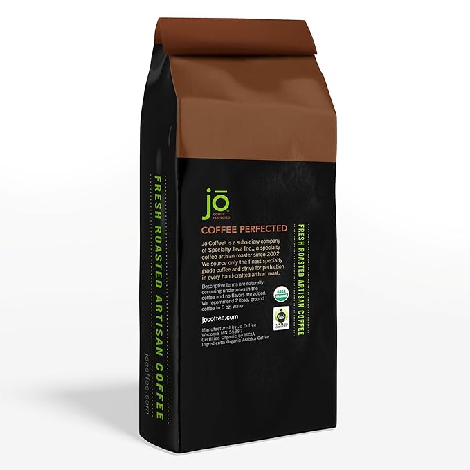 SOME FUN JO: 2 lb, Organic Half Caff Coffee, Whole Bean, 50/50 Regular/Decaf, Medium Dark Roast, Rich Tasting Notes, USDA Organic, Kosher, Fair Trade Certified, Gluten Free, Chemical Free