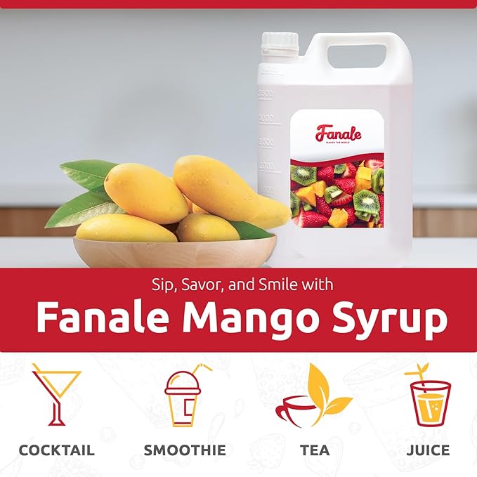 Fanale Premium Flavoring Concentrated Syrup for Bubble Tea 11 lb | Mango Flavor Syrup | for Boba Tea, Smoothies, Slushes, Desserts | 11lb | SRP020