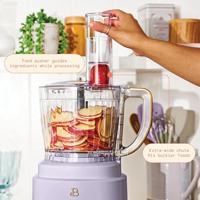 Beautiful 10‑Cup Food Processor ‑ 500 W, Variable Speed, Twist‑Lock, Dishwasher‑Safe Parts, Included Accessories (Lavender)
