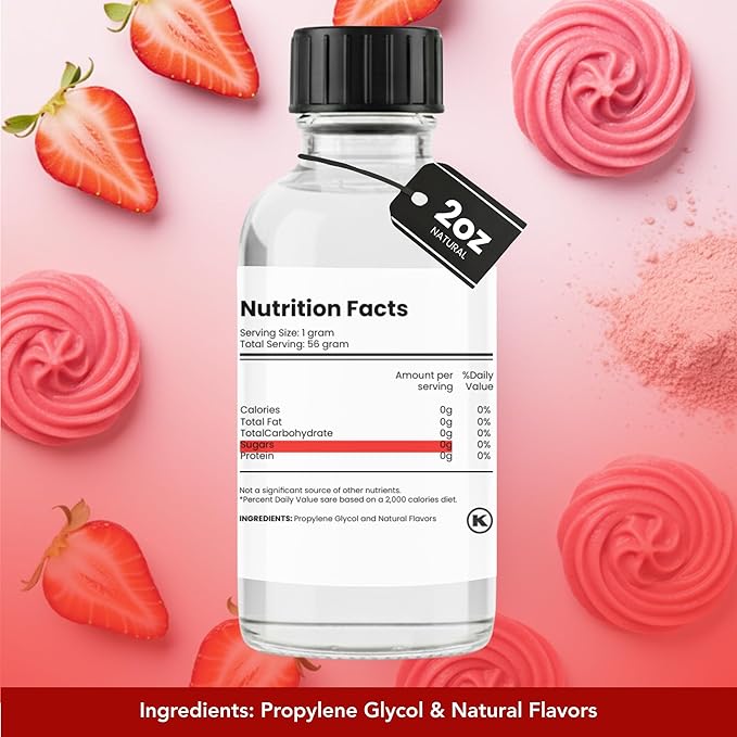 Dolce Flav Natural Strawberry Agua Fresca Extract, Water-Soluble – 2 oz | Fresh Sweet Strawberry Flavoring for Beverages, Desserts & Syrups – Sugar-Free, Kosher, Allergen-Free
