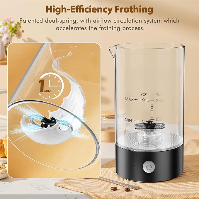 Cold Foam Maker Frother Blender for Coffee - Handheld-Free - One-Button Battery Powered - Frother for Cold Foam - Ideal Gift (Ink Black)