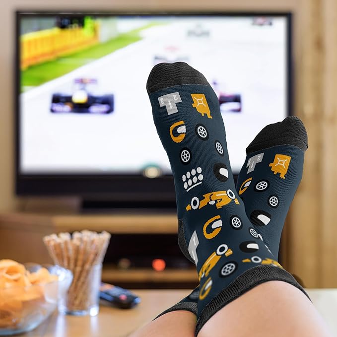 VICRAZY Racing Car, Sport Car Socks for Men, Women - Formula 1 Gifts, Racing Socks, Stocking Stuffers for Men, Women