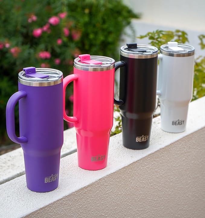 Beast 50 oz Tumbler Stainless Steel Vacuum Insulated Coffee Ice Cup Double Wall Travel Flask (Matt Black)