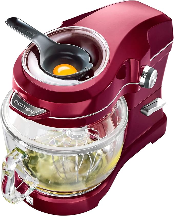 Kenmore 500W Oviation Stand Mixer - 10 Speed Mixing, Tilt-Head, Handheld Glass Bowl With Pouring Top Splash Guard, Flat Beater, Whisk, Dough Hook Attachments Countertop Kitchen Appliance, 5QT Red