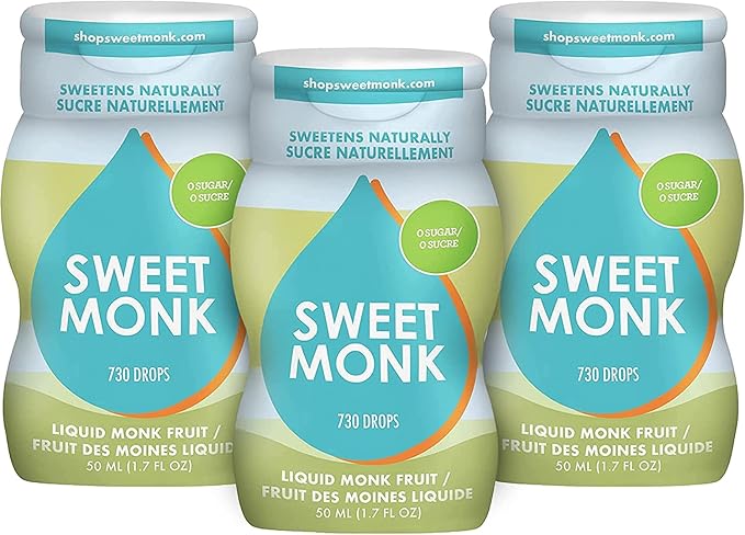 SweetMonk - 100% Pure Original Monk Fruit Sweetener Liquid Sugar Substitute - 50ml | No Water Added MonkFruit Extract | 0 Calorie Keto Friendly MonkFruit Drops | Vegan, Gluten Free | No Stevia (3-pack)