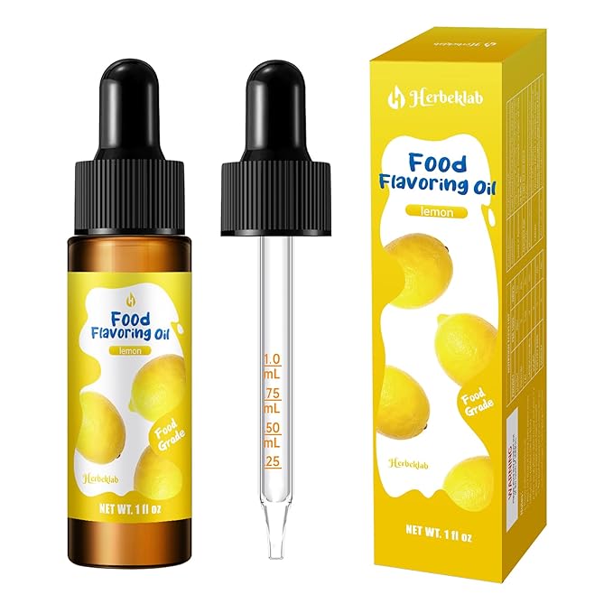 Lemon Flavoring Extract – 1 fl oz Concentrated Food Flavoring Oil for Baking, Candy Making, Lip Gloss & Desserts, with Glass Dropper