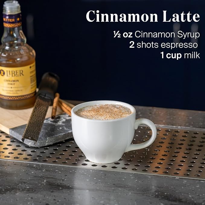 Liber & Co. Cinnamon Syrup for Coffee & Cocktails – Real Cinnamon Oleoresin Drink & Latte Flavoring, Fall & Winter Recipes, Tiki Cocktails – Makes 50 Drinks (25.4 oz)