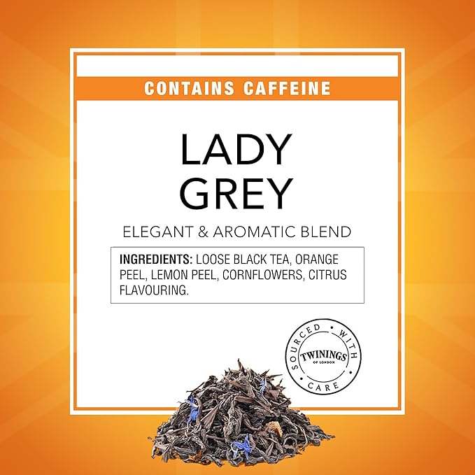Twinings Lady Grey Loose Black Tea, 3.53 Ounce Tins (Pack of 6), Lemon & Orange Peel, Caffeinated, Enjoy Hot or Iced