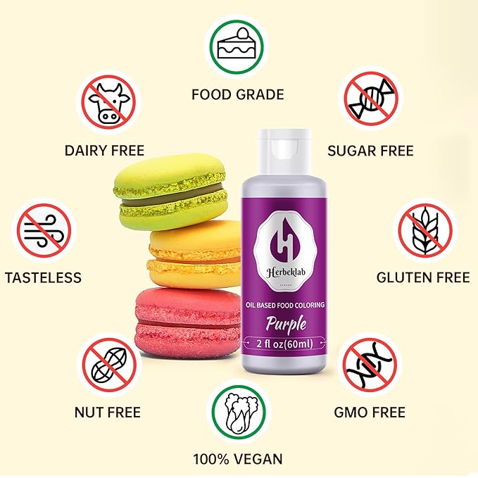 Purple Oil Based Food Coloring – 2 fl oz Professional Grade Concentrated Oil Food Dye for Melting Chocolate, Candy Melts, Cake Pops, Strawberries & Baking