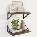 Axeman Deep Floating Shelves for Wall - 10 Inch Deep Floating Shelves Set of 2-16" W x 10" D Walnut Wall Shelves for Living Room Bathroom Bedroom
