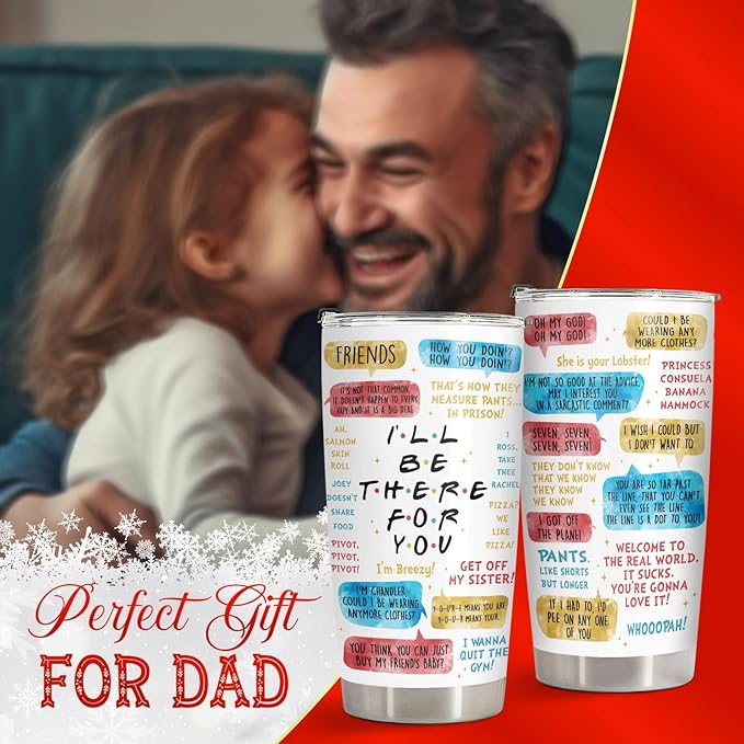 34HD Friends TV Show Tumbler 20oz – I'll Be There For You Quote – Insulated Stainless Steel Travel Mug for Hot and Cold Drinks – Funny Gift for Women and BFF Fans Christmas Gift