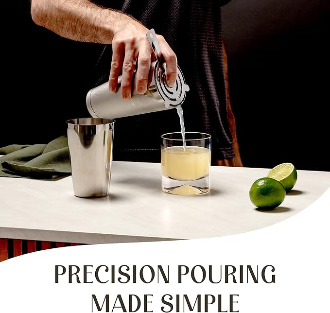Mixology Cocktail Shaker Boston Shaker Set Professional Weighted Martini Shakers, Strainer and Japanese Jigger, Portable Bar Set for Drink Mixer Bartending, Exclusive Recipes Cards (Silver)
