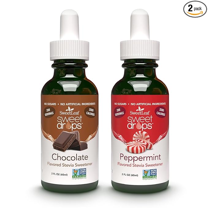 SweetLeaf Sweet Drops- Flavored Stevia Liquid Sweetener, Organic Stevia Extract, Zero Calorie, Gluten Free, Keto Friendly, Non GMO, Natural Flavor, Sugar Alternative- Variety Pack, 2 Fl Oz (Pack of 2)