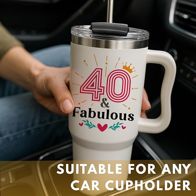 Vivulla68 40th Birthday Gifts Women - 40th Birthday Gifts For Women, Her, Mom - 40 Year Old Gift Ideas For Female, Turning 40, Forty Years Old Gift For Lady, 40 and Fabulous Tumbler 40 Oz, 1985 Cup