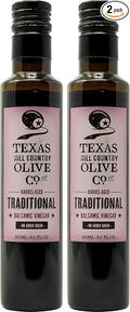 Traditional Balsamic Vinegar - Gourmet Barrel Aged Balsamic Vinegar - Great for Dressing Dipping Glazing - No Artificial Flavors or Added Sugar - Made in Texas (8.5 oz, 2 Pack)