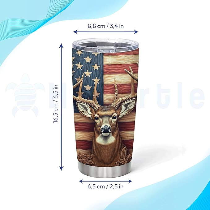 Hyturtle Personalized Hunting Gifts For Men - Deer Hunting Tumbler 20 Oz Travel Coffee Mug Stainless Steel - Fathers Day Gift For Dad, Him, Boy, Husband, Hunters On Birthday, Christmas