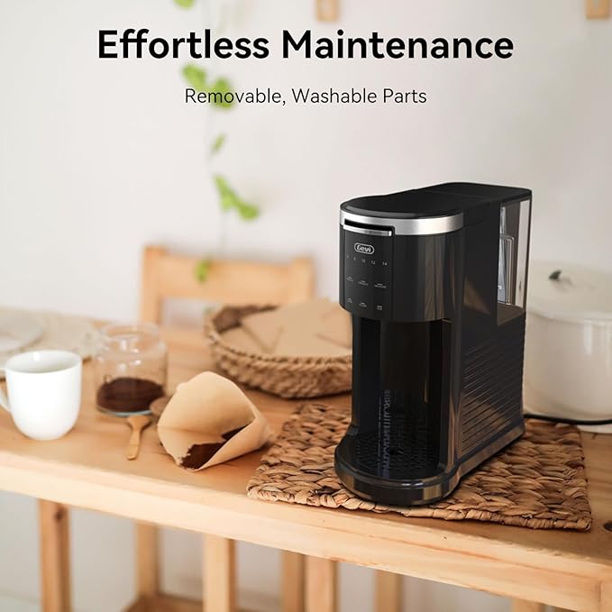 Gevi Single Serve Coffee Maker, Compatible with Pods & Ground Coffee, 40oz Removable Water Reservoir, 5 Brew Sizes (6-14oz), Compact for Kitchen Use, Black