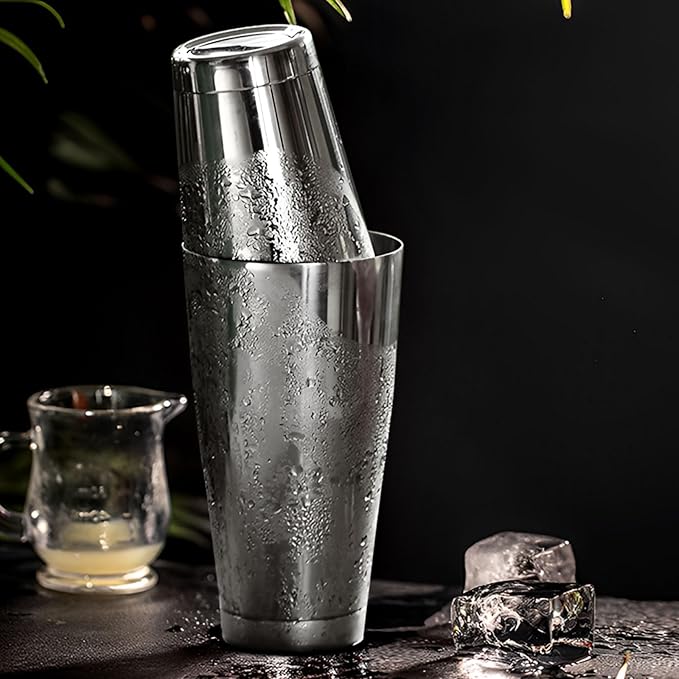 QTLCOHD 6 Pcs Cocktail Shaker Tins, 18/28 Oz Stainless Steel Boston Shaker Bartending, Weighted Drink Mixer for Martini, Essential & Professional Bar Tools for Bartending, Silver