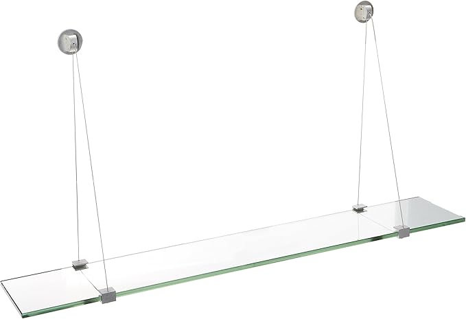 Spancraft Glass CR-10x24-Brushed Steel Crane Glass Shelf, Brushed Steel, 10" x 24"