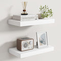 Floating Shelves for Wall, Real Wood Floating Shelf Set of 2, 8 Inch Deep Floating Shelves, Rustic Wood Wall Shelf for Home Decor, Deep Storage Shelves for Bathroom, Kitchen, 16"W x 8"D, White Color