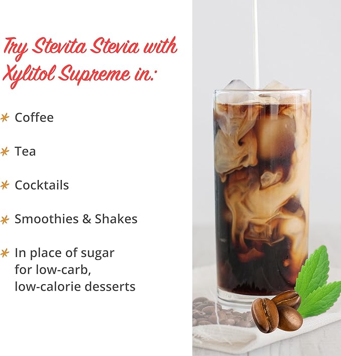 Stevita Stevia with Xylitol Supreme - 8 oz Pouch - All-Natural Stevia Extract, Natural Sweetener, No Calories - Non-GMO, Vegan, Kosher, Keto, Paleo, Gluten Free, Erythritol-Free - 227 Servings