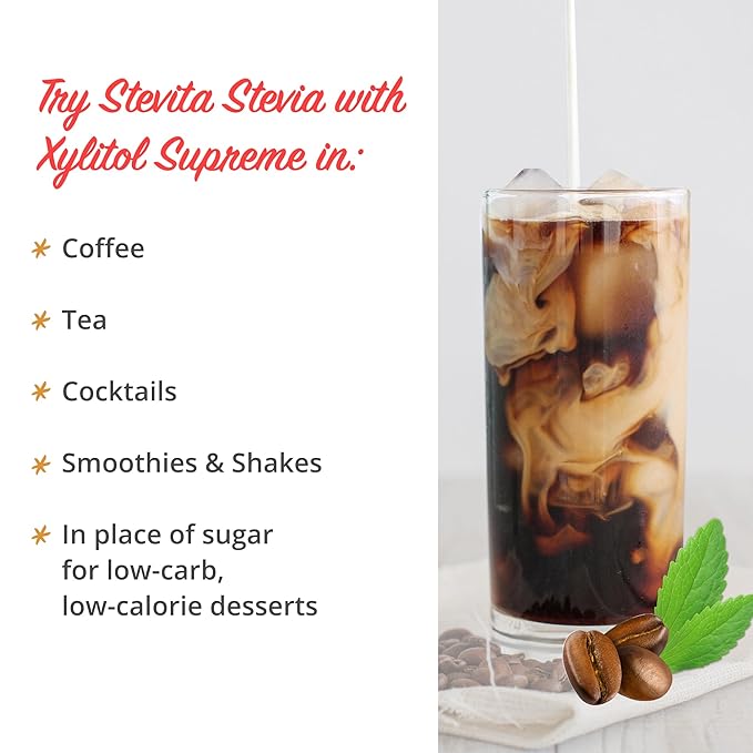 Stevita Stevia with Xylitol Supreme - 50 Packets, Pack of 4 - All-Natural Sweetener, No Calories - Non-GMO, Vegan, Kosher, Keto, Paleo, Gluten Free, Erythritol-free - 200 Total Servings