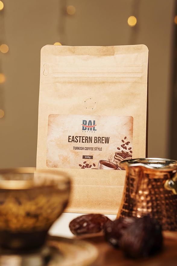 BAL Coffee Alternative Eastern Brew - 12 oz /340 g | Caffeine-Free & Vegan-Friendly | Substitute Brews & Tastes like Original Coffee | Smooth Grind Crafted from Date Seeds | Rich & Smooth flavor