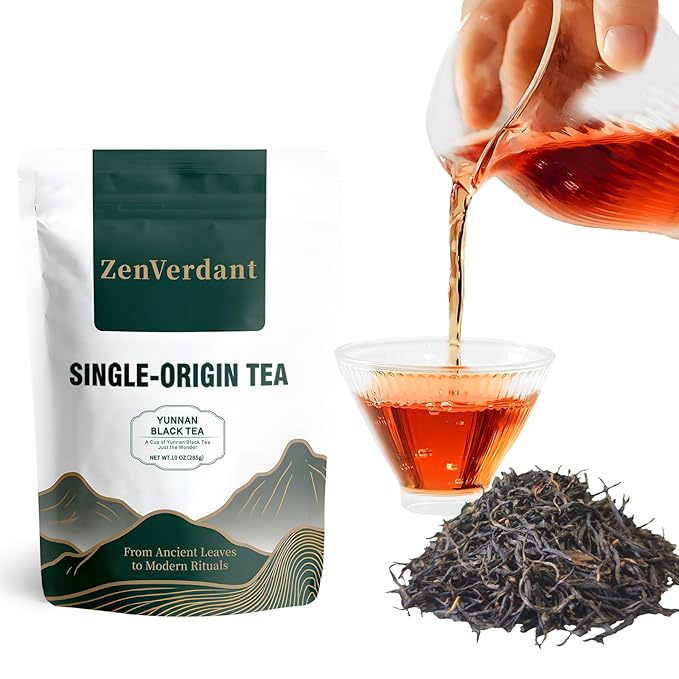 ZenVerdant Gourmet Yunnan Black Tea, 10oz | Premium Loose Leaf Breakfast Tea | Fresh Harvest & Resealable Bag