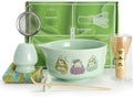 Matcha Whisk Tea Set Kit Japanese Matcha Kit - Matcha Bowl, Matcha Whisk and Holder, Bamboo Scoop, Scoop Rest, Sifter and Tea Towel - for Tea Ceremony Breakfast Lattes - Home Kitchen Christmas(Green)