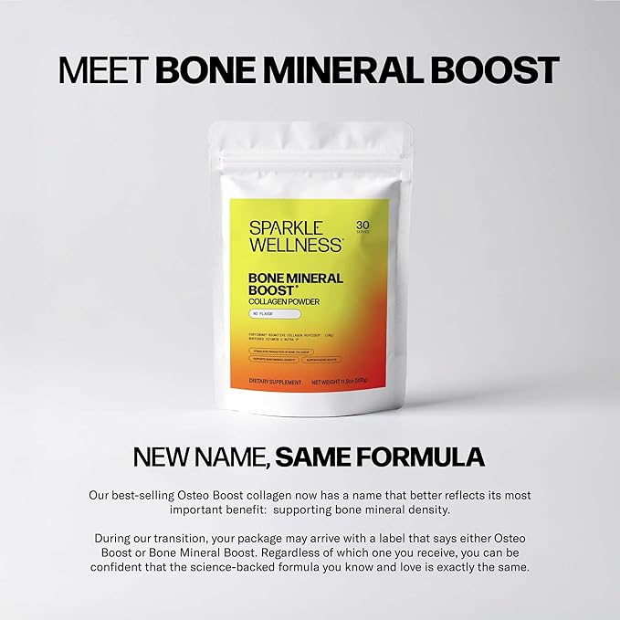 Sparkle Wellness Bone Mineral Boost (Mixed Berry) [30 Serves] | Collagen Powder Supplement | FORTIBONE Bioactive Collagen Peptides and Buffered Vitamin C Nutra C | Bone Supplements