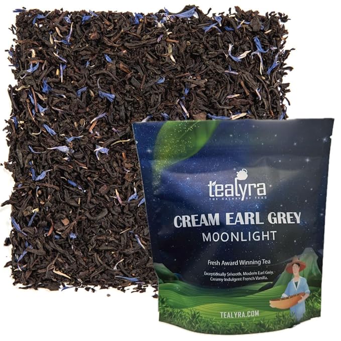 Tealyra - Cream Earl Grey Moonlight | Luxurious Black Loose Leaf Tea | Citrusy Bergamot & French Vanilla Flavor | All Natural Ingredients, 100g (3.5-ounce)