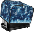 Toaster Cover 4 Slice Christmas Blue Snowflake Ball Kitchen Small Appliance Covers with Pockets Dust and Fingerprint Protection