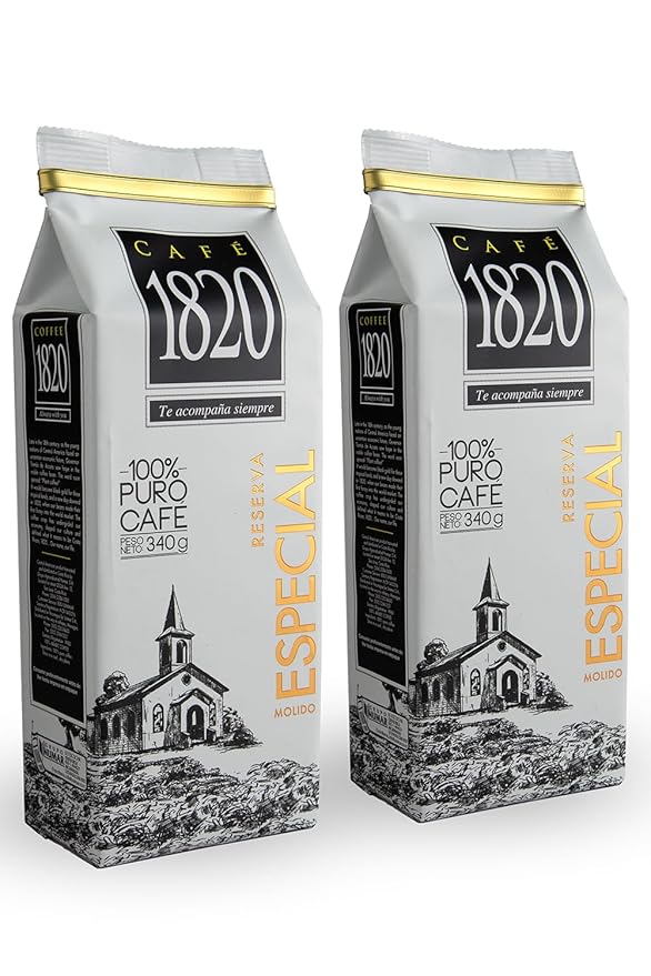 Café 1820 Special Reserve, Premium Costa Rican Ground Coffee, 100% Arabica, Medium/Dark Roast, High Altitude Blend with Aroma & Fruity Notes, 12 oz (2 Pack)