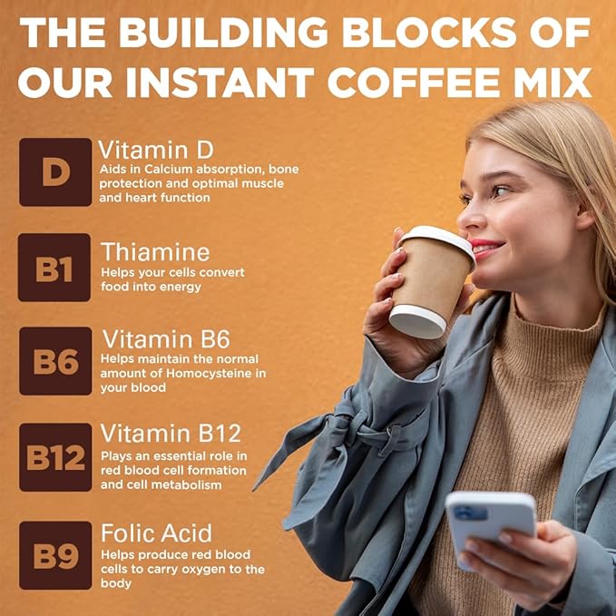 Keto Vitals Instant Keto Coffee Powder - 30 Servings - Low-Calorie Original Sweetened Coffee with Keto-Friendly Creamer