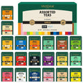 VAHDAM, Assorted Tea Sampler (20 Delicious Variety, 40 Individually Wrapped Pyramid Teabags) Long Leaf Premium Teas I Christmas Tea Gift Set