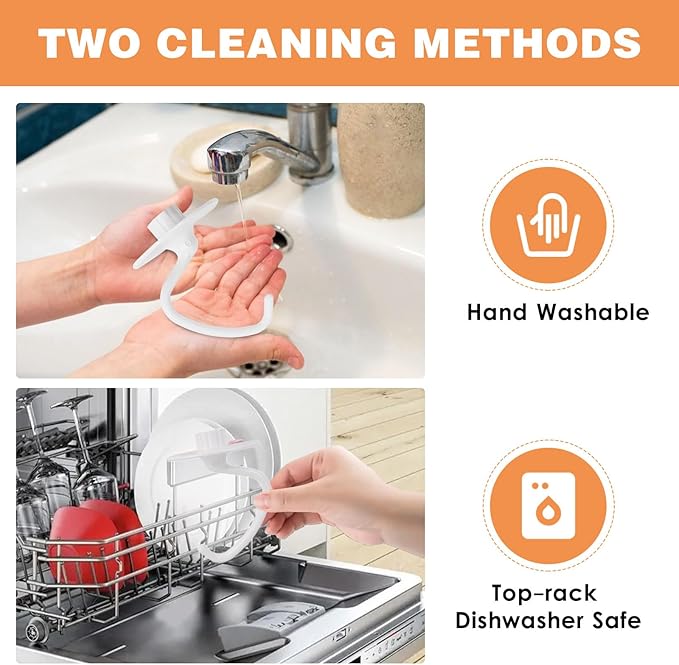 K45DH Coated Dough Hook for Kitchenaid Mixer, Accessories and Attachments for K45 K45SS KSM90 KSM150 Fits Kitchen Aid Tilt-Head Stand Mixer Bowls For 4.5-5 Quart Bowls